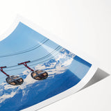 Extra large wall art featuring line art flowers set against the French Alps, in pastel shades on rolled canvas.