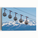 Black and white photograph of the French Alps on a stretched canvas, ideal for kitchen wall art.