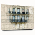 Acrylic print of a Parisian landscape in muted earth tones, suitable for dining room or bedroom decor.