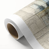 Art deco poster of Paris scenery in pastel shades on rolled canvas, suitable for nursery wall art.