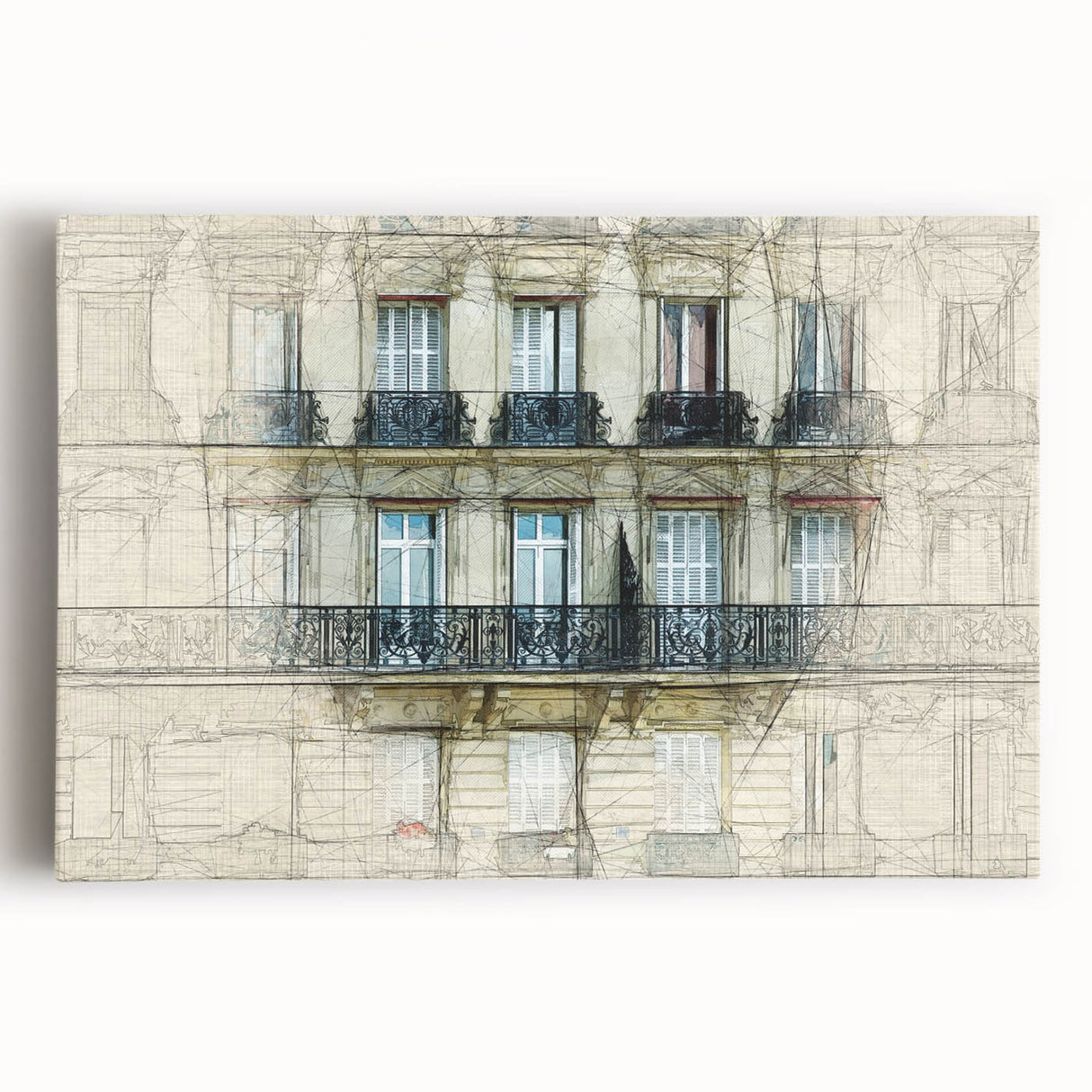 Black and white stretched canvas of Paris skyline, ideal for kitchen wall art or bedroom ambiance.