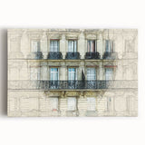 Black and white stretched canvas of Paris skyline, ideal for kitchen wall art or bedroom ambiance.