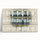 Black and white stretched canvas of Paris scenery, ideal for kitchen wall art.