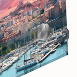 Large abstract wall art depicting a Provence scenery in muted earth tones on acrylic glass, ideal for dining room ambiance.