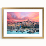 Abstract art print of a Provence landscape in muted earth tones on a framed canvas, suitable for dining room decor.