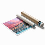 Extra large rolled print of Provence scenery with floral elements in soft pastel colors.