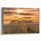 Landscape art painting of a vintage French countryside scene in colorful hues on a black framed canvas.