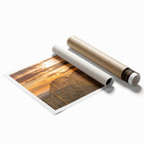Extra large rolled print depicting a serene French countryside scene in muted green and blue tones.
