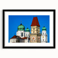 Extra large framed abstract print of vibrant, colorful Bavarian scenery on textured canvas, ideal for living room decor.