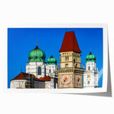 Rolled print of a Bavarian landscape with lush greenery and floral elements, suited for dining room wall art.