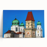 Black and white stretched canvas of Bavarian scenery, ideal for kitchen wall art.