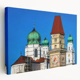 Scenic Bavarian landscape on large stretched canvas in natural and green hues, suitable for kitchen wall art.