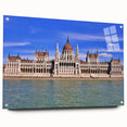 Acrylic glass print of a European scenery with muted earth tones, ideal for dining room decor.