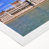 Art deco poster featuring a scenic European landscape in muted earth tones on rolled canvas, suitable for dining room decor.