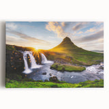 Black and white large art print of a serene Icelandic landscape on stretched canvas, suitable for kitchen or bedroom decor.