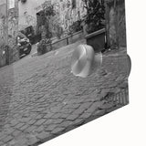 Large abstract wall art depicting a Rome cityscape in muted earth tones on acrylic glass, ideal for dining room art.