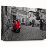 Acrylic print of Rome's cityscape featuring large abstract design in muted earth tones, ideal for bedroom or dining room art.