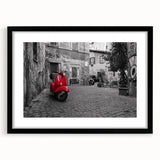 Extra large framed wall art depicting a colorful abstract rendition of Rome with a textured finish.