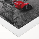 Art deco poster of Rome with muted earth tones on rolled canvas, ideal for dining room wall art.