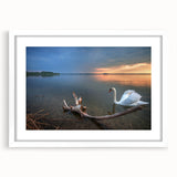 Textured abstract art print depicting a European scenery in muted earth tones, framed with a white mat.