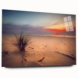 Acrylic print of a large abstract depiction of a Lithuanian landscape, using muted earth tones.