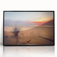 Large abstract wall art featuring a mid-century modernist style scene of a European Lithuanian landscape.