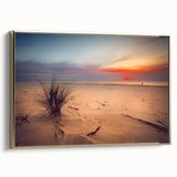 Framed canvas featuring a vintage-style landscape painting of a European scenery in muted gold and black tones.