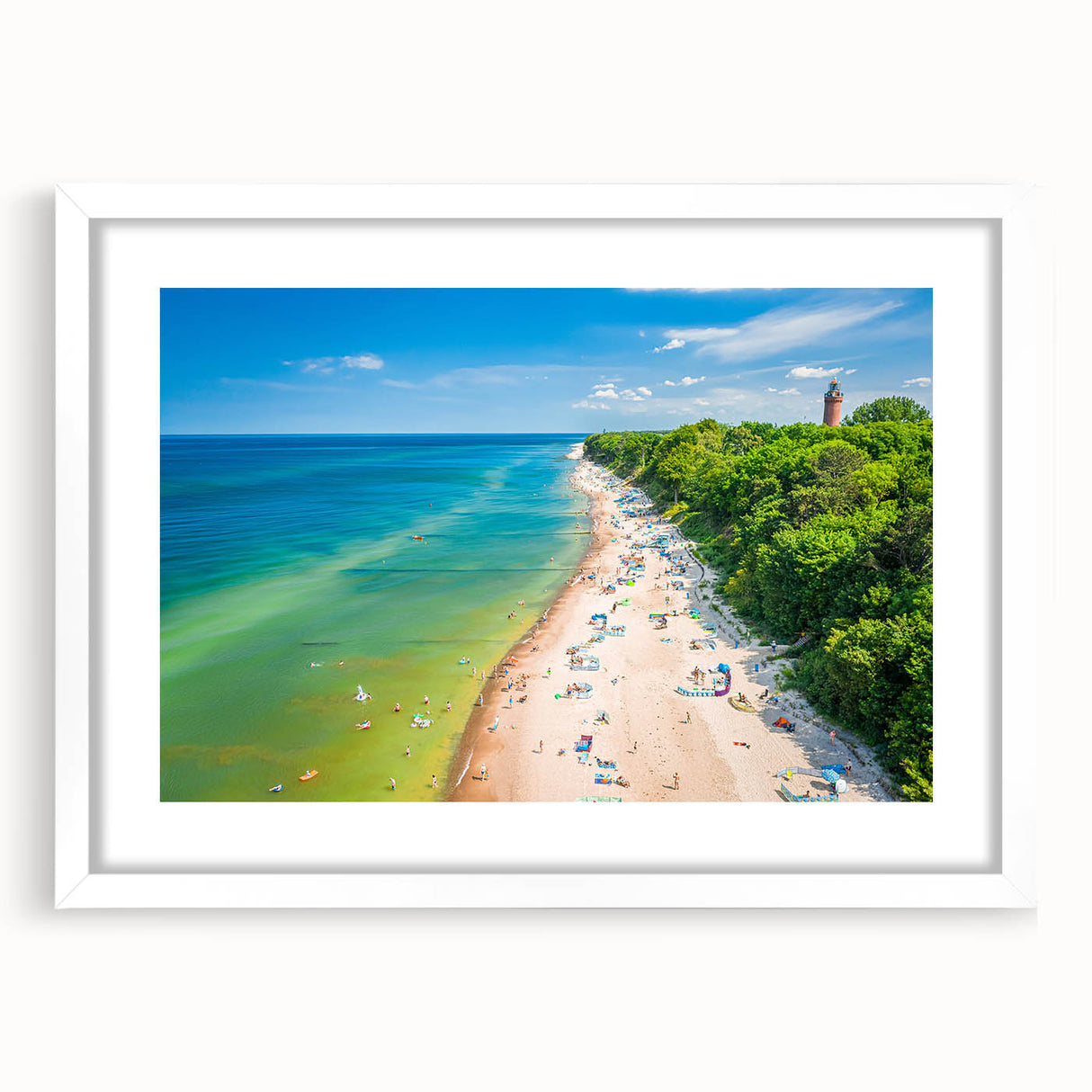 Textured abstract art print depicting a European landscape in muted earth tones on a framed white mat.