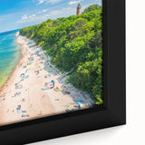 Textured black wall art featuring a vibrant, colorful European scenery on a framed canvas, ideal for living room decor.