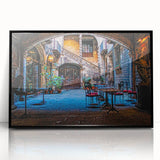 Large abstract wall art of Barcelona's cityscape in muted gray tones on a framed acrylic, ideal for modern living room decor.