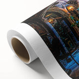 Art deco poster of Barcelona scenery in pastel shades on rolled canvas, ideal for nursery wall art.