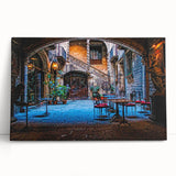 Black and white large art print of Barcelona scenery on stretched canvas, ideal for kitchen wall art.