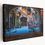 Large canvas print of Barcelona cityscape with muted earth tones, suitable for kitchen wall art.