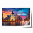 Extra large rolled print of Madrid scenery with floral accents in muted earth tones, suitable for art wall dining room.