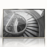 Mid-century modernist art of the Vatican scenery in muted gray tones on a framed acrylic, ideal for modern art wall decor.