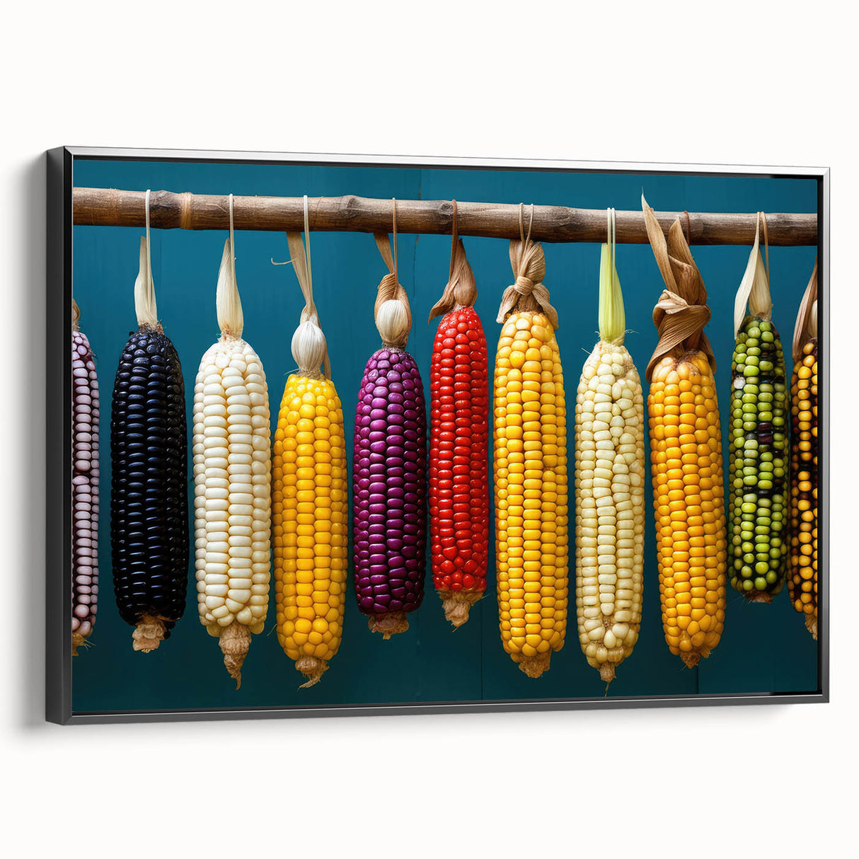 Large art featuring a black and white landscape painting of Oaxaca on framed canvas, suitable for bedroom decor.