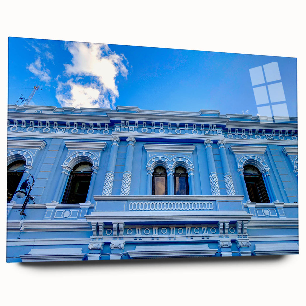 Acrylic print of a Yucatan scenery with vibrant green and blue tones, ideal for bedroom or dining room art.