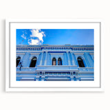 Abstract art print depicting a vibrant Yucatan landscape on a white-framed mat, ideal for dining room decor.