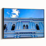 Black and white framed canvas of Yucatan landscape, vintage poster style, ideal for bedroom wall art.