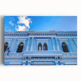 Black and white stretched canvas of Yucatan scenery, ideal for kitchen wall art.