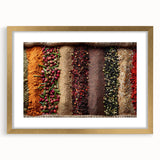 Extra large abstract art print of Dubai skyline in gold and blue tones on a framed canvas, suitable for living room decor.