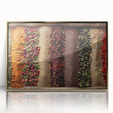 Acrylic print of Dubai skyline with gold accents on a framed canvas, ideal for modern art wall decor.
