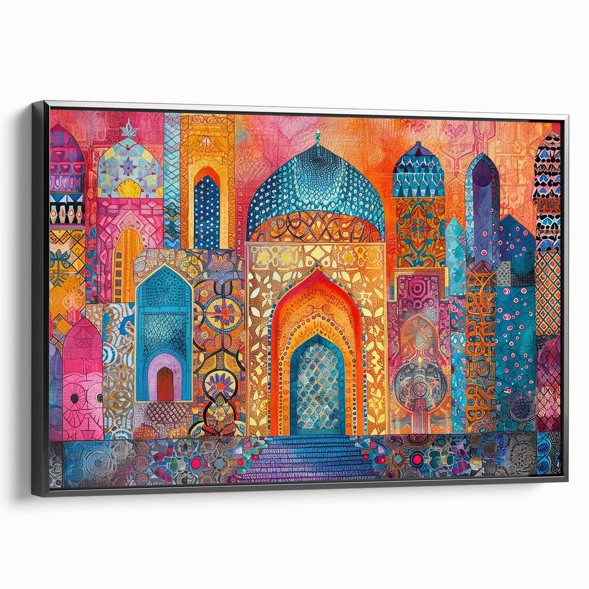 Black and white vintage poster art of an Iranian landscape on framed canvas, suitable for bedroom wall decor.