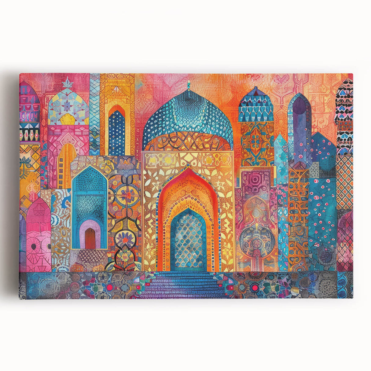 Black and white stretched canvas featuring a scenic Middle Eastern landscape, ideal for kitchen wall art.