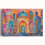 Black and white stretched canvas featuring a scenic Middle Eastern landscape, ideal for kitchen wall art.