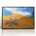 Large abstract wall art of a Middle Eastern Oman scenery in muted earth tones on a framed acrylic.