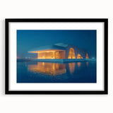 Extra large abstract art print of colorful, textured scenery, framed in black, ideal for living room decor.