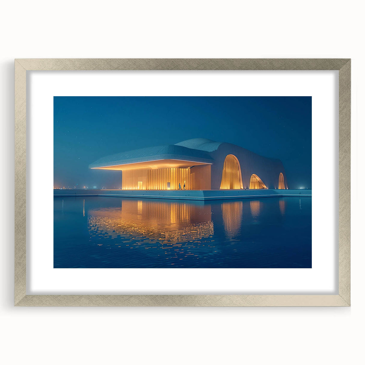 Textured abstract art print of a serene landscape in muted earth tones on a framed canvas, suitable for bedroom decor.