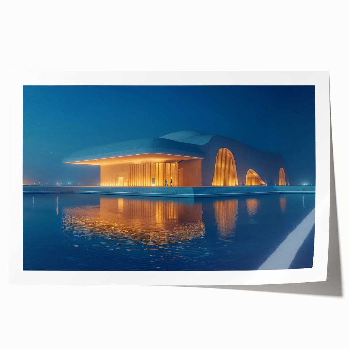 Extra large rolled print of Abu Dhabi scenery with muted earth tones.