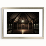 Textured abstract art print depicting vibrant oceanic blues on a silver-framed canvas, ideal for bedroom art.